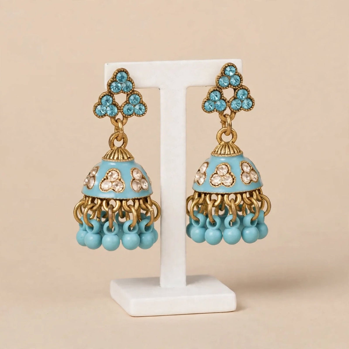 Firozi Blue Stone Jhumki Earrings