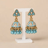 Firozi Blue Stone Jhumki Earrings