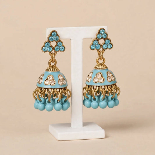 Firozi Blue Stone Jhumki Earrings