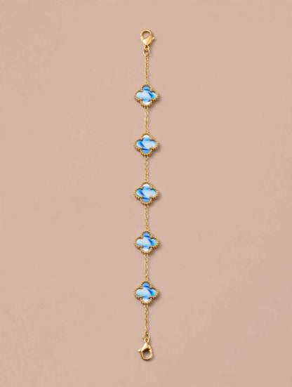 Gold Chain Bracelet with Clover Charms