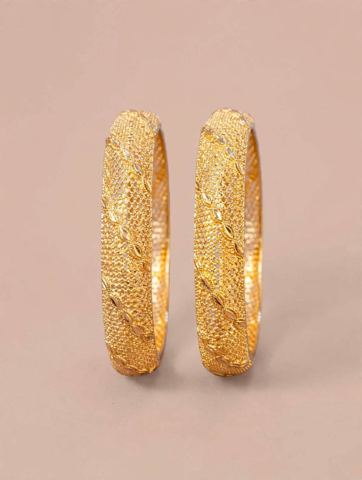 Gold Jali Filigree Bangles Pair