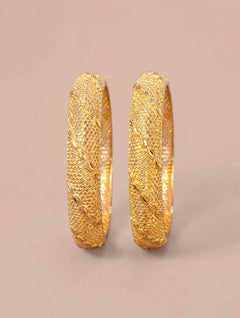 Gold Jali Filigree Bangles Pair