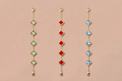 Gold Chain Bracelet with Clover Charms