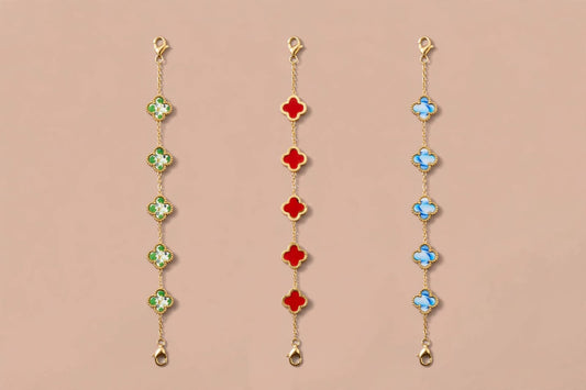 Gold Chain Bracelet with Clover Charms