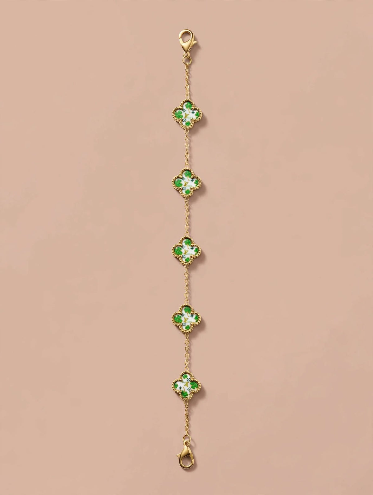 Gold Chain Bracelet with Clover Charms