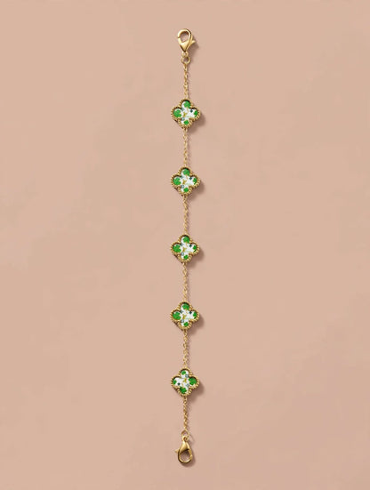 Gold Chain Bracelet with Clover Charms
