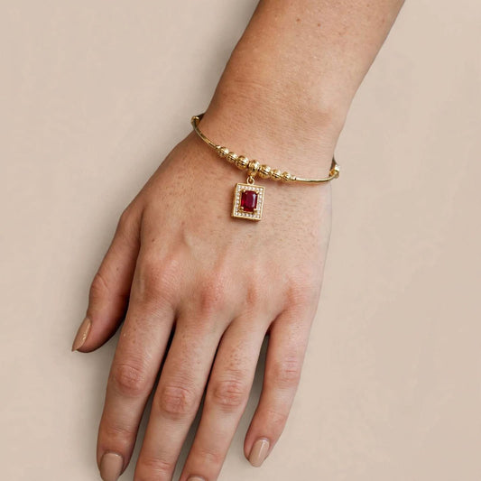 Ruby Red Halo Charm Bangle