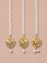 Kundan Beaded Maang Tikka with Pearl Drop – Bridal Hair Jewelry