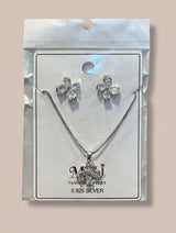 925 Silver Crystal Butterfly Necklace and Earrings Set