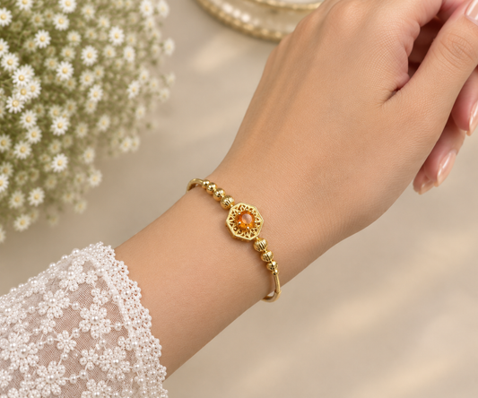 Amber Octagon Filigree Bangle