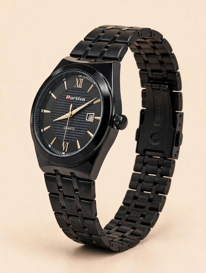Portiva Classic Black Formal Watch