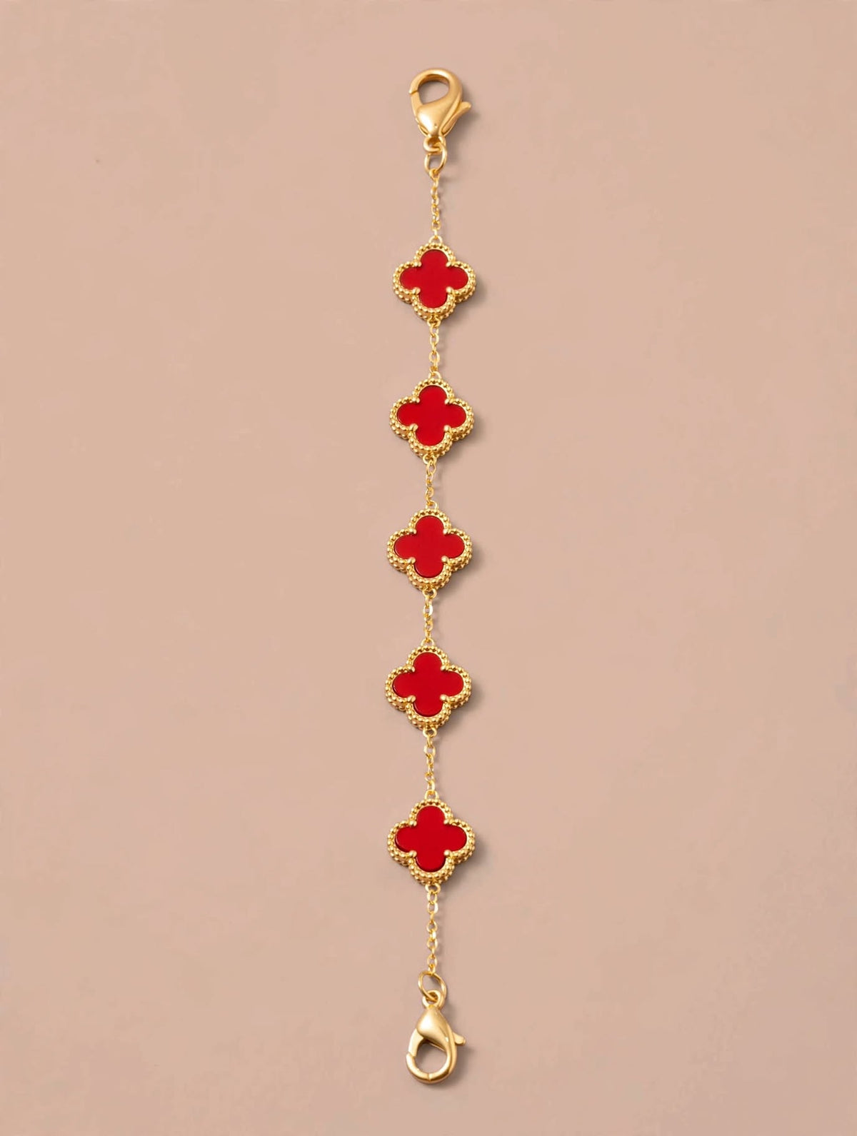 Gold Chain Bracelet with Clover Charms