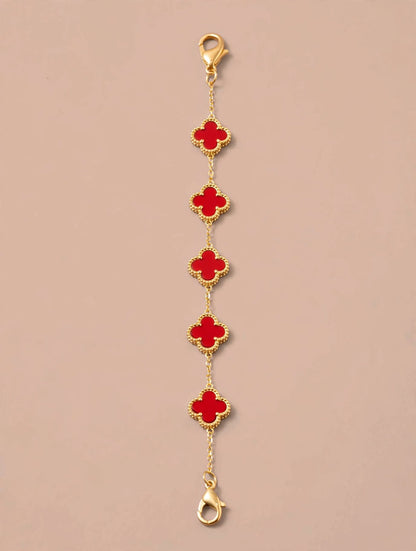 Gold Chain Bracelet with Clover Charms