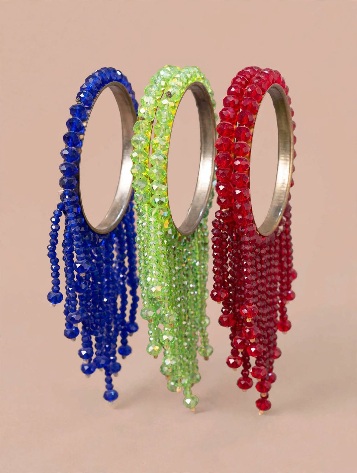 Crystal Tassel Bangles Set of 2