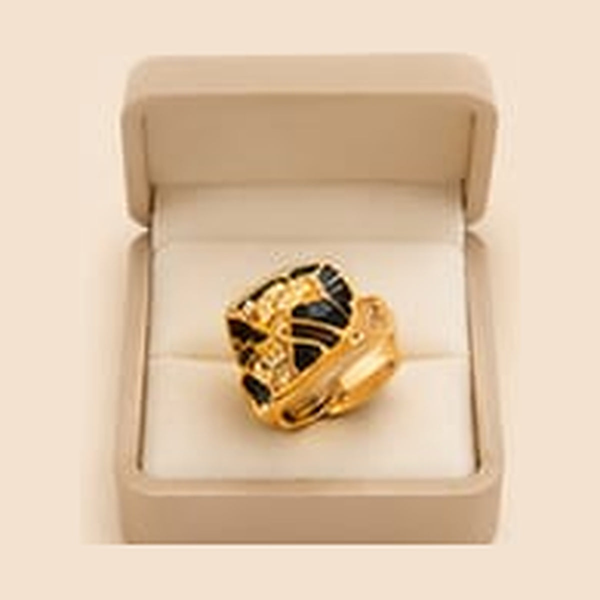 Black Enamel Geometric Ring