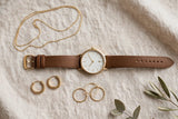 Gold Minimalist Chain Necklace, Hoop Earrings & Rings Set
