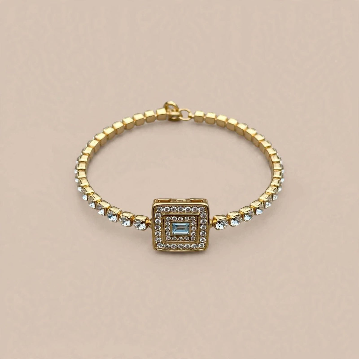 Aqua Blue SquareTennis Bracelet