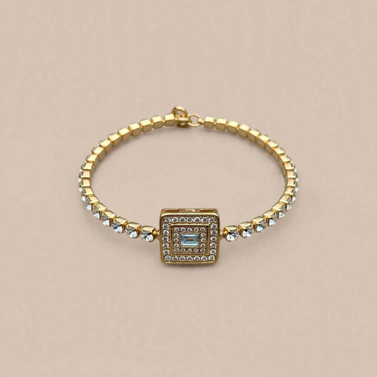Aqua Blue SquareTennis Bracelet